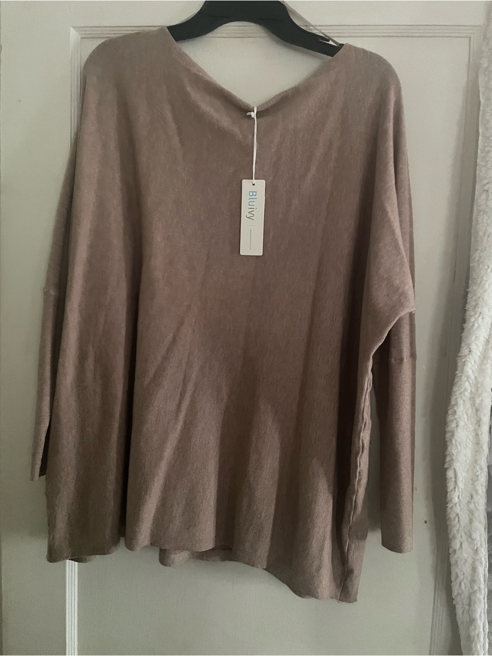 Bluivy Neutral Taupe Relaxed Scoop Neck Sweater